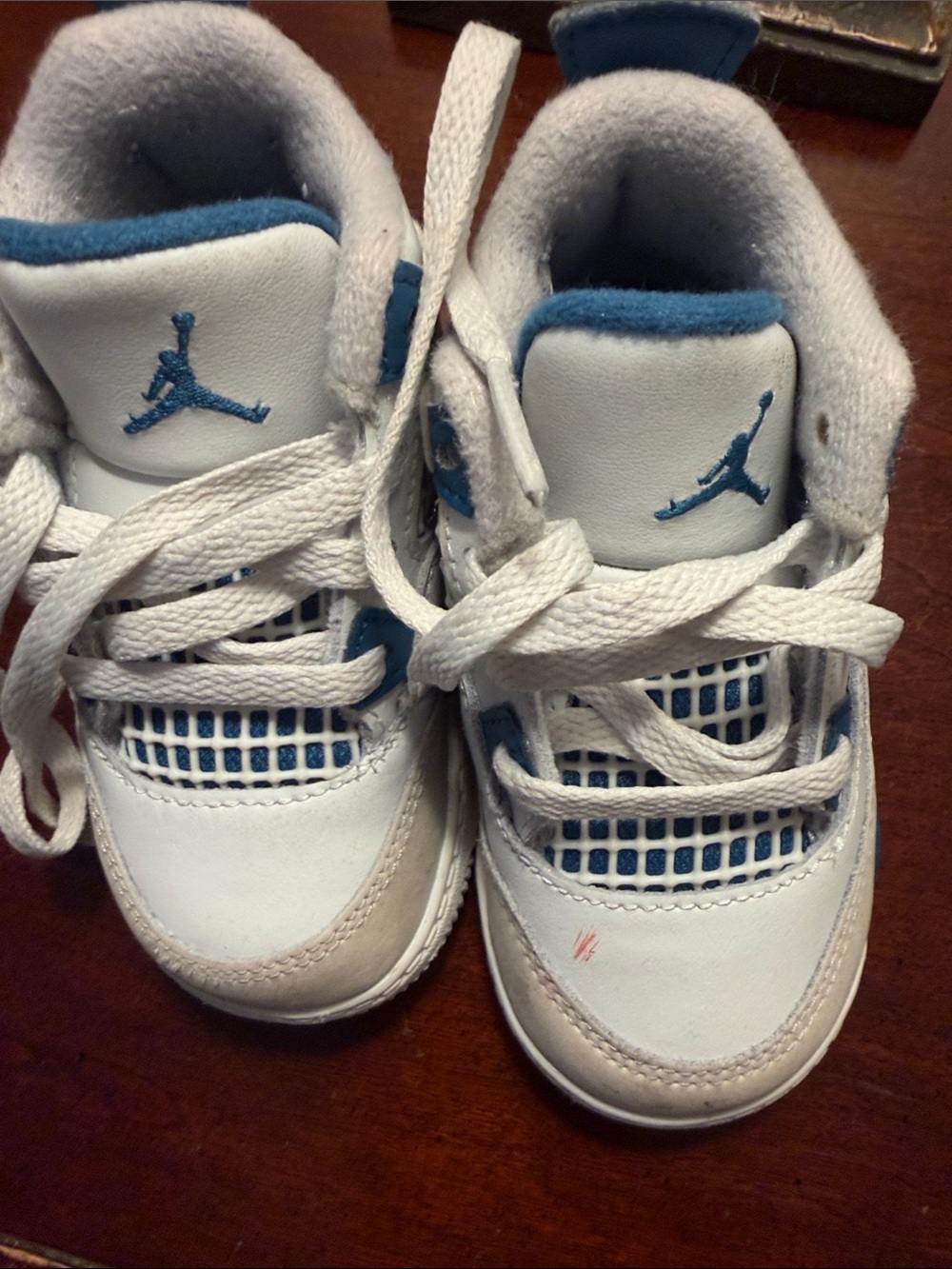 Jordan Kids White and Blue Low-Top Basketball Sneakers